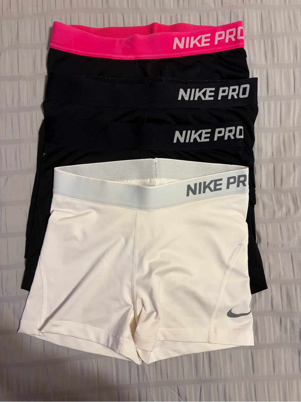Nike Women’s Bike Shorts Pack – White, Black & Pink Waistband